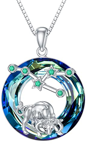 enjoylifecreative Damen Stier Sternzeichen Kristall Halskette 925er Sterling Silber Taurus Geburtsstein Horoskop Anhänger Kette Sternbild Astrologie Schmuck Geschenke für Frauen Mädchen