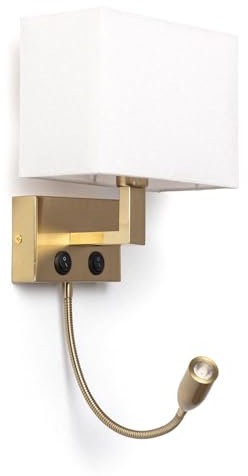 LEDKIA LIGHTING Metall-Wandleuchte mit LED-Leselampe Waldorf Messing