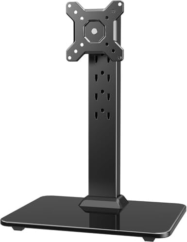 HUANUO Monitor Ständer, Freistehende Monitorständer Höhenverstellbar 13 bis 34 Zoll, bis zu 20kg Kapazität, 5 Höhenoptionen, Drehbarer Bildschirm Ständer 360° Schwenkung, VESA 75x75mm/100x100mm Gaming