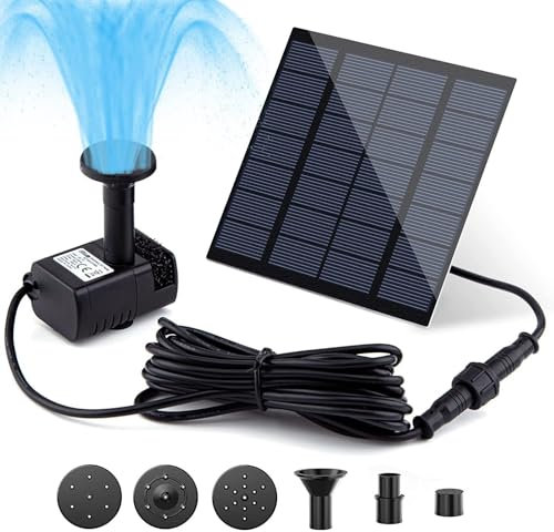 urho 2024 Upgraded Solar Fountain Water Sprayers with Solar Powered Panel kit 6 Nozzles Water Feature Pump for Garden, Pool, Bird Bath,Pond, Aquarium, Fountain Supplies
