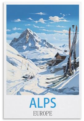 Alpen Europe Vintage-Reiseposter, 20 x 30 cm, Leinwand-Kunst, Wandbild, Gemälde, Dekoration, Wohnzimmer, Schlafzimmer, Dekoration
