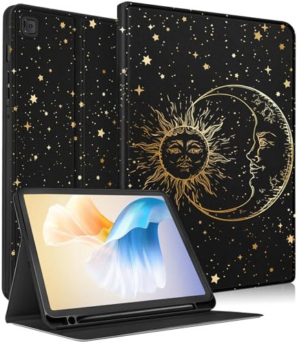 SurgeCraft for Samsung Galaxy Tab S6 Lite Case 10.4 Inch - Women Girls Cute Folio Cover Sun Moon Girly Cool Unique Design for Samsung S6 Lite Cases SM-P610/ P613/ P615/ P619