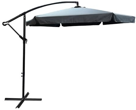 BDW - CYNIA Sonnenschirm 300 x 300 cm - für Garten, Balkon, Terrasse - Sonnenschirm mit Volant - Winkelverstellbar - Sonnenschutz, Outdoor Sonnenschirm Groß - Grau