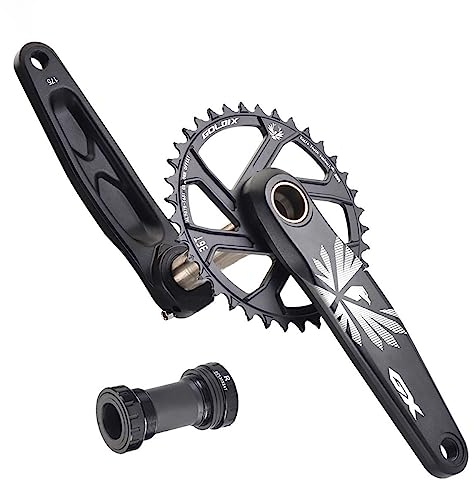 BAYAJIAZ Hohle integrierte -Kurbelgarnitur, Ultraleicht, 170/175 mm Kurbel, 30/32/34/36/38 Zähne, GXP-Kettenblatt für Mountainbike mit Tretlager, 9–12 Gänge