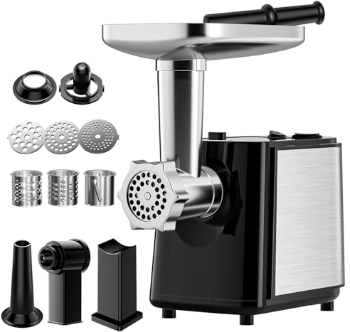 Electric Meat Grinder,Biebuxo 2000W Stainless Steel Meat Mincer & Sausage Stuffer Mincing Machine with 3 Different Cutting Plates for Home and Professional Use