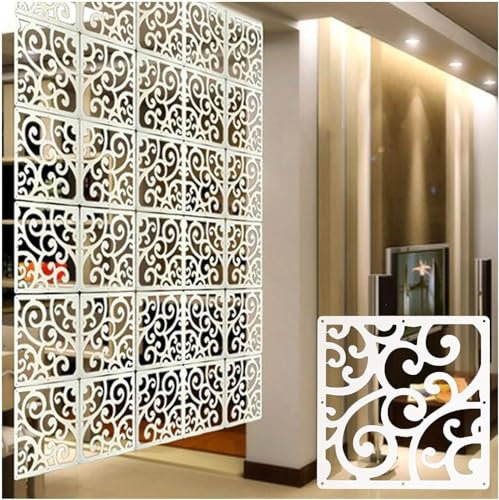 Klappbarer Sichtschutz, hängender Raumteiler, Wandkunst mit Ausschnitt-Design, freistehender Trennwand for Esszimmer, Büroeingang, weiß(Size:7Pcs)