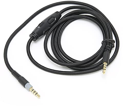 Denash Aux Cable,3.5mm Male to Male Audio Cable with Volume Control,1.5M/4.9FT Audio Cable Stereo Jack Cable Headphone Braided Auxiliary Cord for HyperX Cloud, HyperX Cloud Alpha