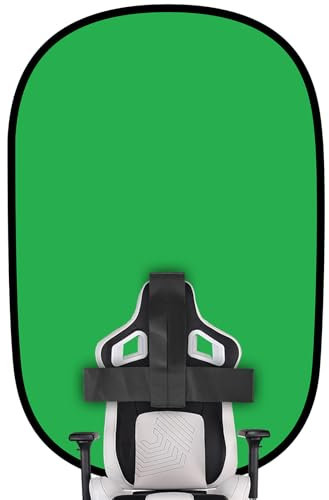 Greenscreen-Hintergrund, 147,3 cm (58 Zoll), tragbarer Greenscreen-Stuhl mit Ständer, doppelseitig, faltbar, grüner Hintergrund, Chroma-Taste, für Fotografie, Streaming, Gaming, Foto-Zoom, Video-Chats