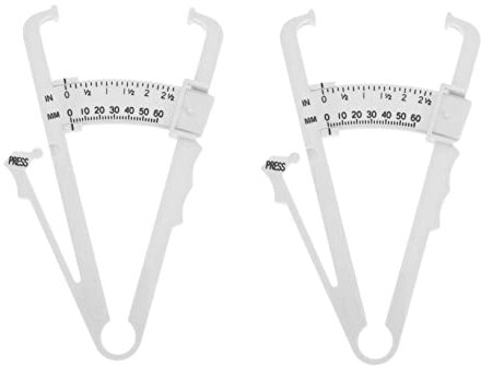 ORFOFE 2stücke Körperfettmesszange Weiß Mit Skala Kunststoff Hautfaltenmessgerät Für Männer Frauen Messband Für Körperfettanteil An Bauch Arm Hüfte Bein Inkl Verständlicher Anwendungshilf