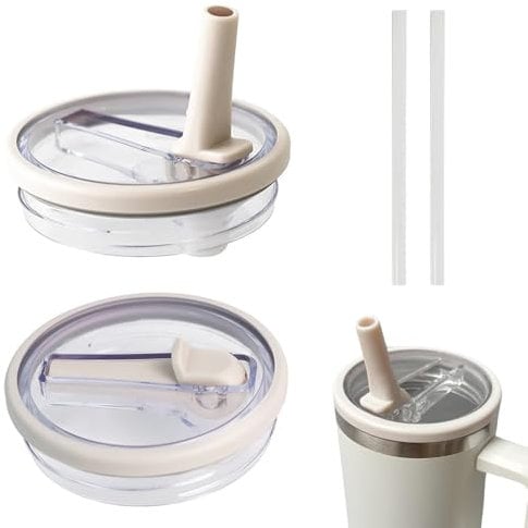 Ersatzdeckel Stanley Cup,2 Stück Stanley Cup Deckel für 40oz Becher, Stanley Flip Straw Deckel,Wiederverwendbarer, Auslaufsicherer Wasserdichter Dichter Tumbler, Stanley Cup Lid Ersatz