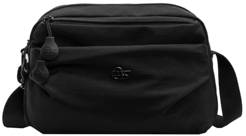 Travistar Klein Umhängetasche Damen - Crossbody Bag Damen Nylon Handtasche Leichte Schultertasche mit Verstellbarer Breitem Schultergurt Freizeit Tasche für Einkaufen, Reisen, Alltag (Schwarz)
