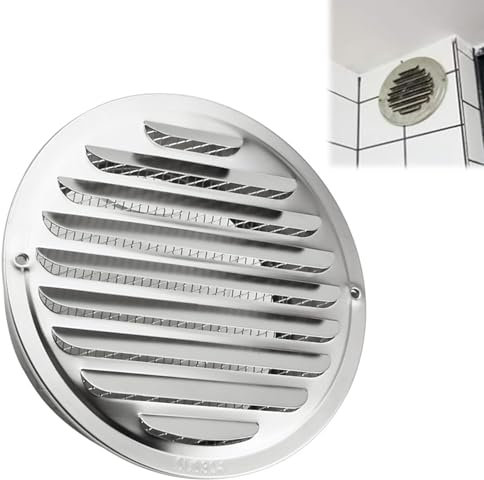 Griglia Rotonda in Acciaio Inox con Zanzariera, Griglia di Ventilazione in Acciaio Inox, Griglia di Ventilazione Inox in Acciaio, Presa D'Aria Rotonda a Parete in Acciaio Inox, 70m