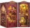 CUTEBEE Kit Book Nook - Maison Miniature à Monter soi-même - Maison de poupée - avec Housse de Protection Contre la poussière et lumière LED - Kit de modélisation pour Adultes(Library of Wisdom)