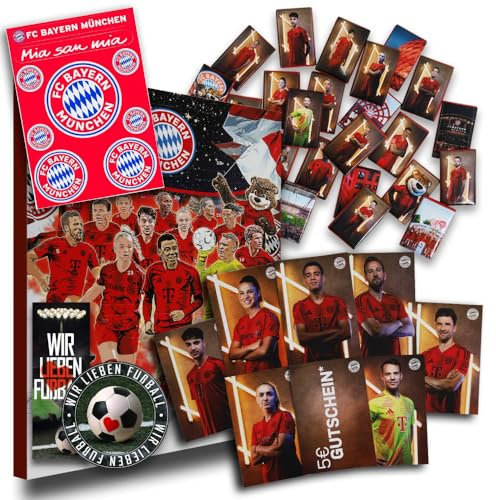 FC Bayern München Schokoladen Adventskalender XXL mit Autogrammkarten der FCB Stars & Aufkleberkarte FCB (L & A Wir)