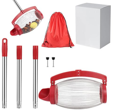 Generisch Recogedor de manzanas de frutas, recogedor de nueces, mango largo ajustable, recogedor de bolas para nueces, pacanas, golf, pelotas
