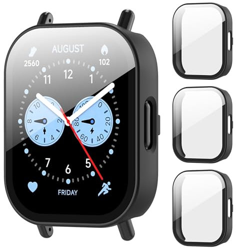 3 Pezzi PC Rigido Custodia per Xiaomi Redmi Watch 5 Lite Vetro Temperato Pellicola Protettiva Anti Graffio,Sensibile al Tocco,Ultrasottil Cover per Xiaomi Redmi Watch 5 Lite