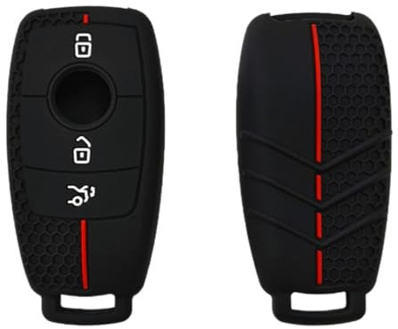 OTMIK Silikon Autoschlüssel Hülle passend für Mercedes-Benz A C E S G Klasse GLC CLE CLA GLB GLS W177 W205 W213 W222 X167 AMG Schlüsselhülle Zubehör (Schwarz)