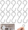 bonitacrylic 18 Pack S Shaped Hooks Metal for Hanging Heavy Duty Large 9cm with Safety Buckle for Pan Utensil Closet Rod Outdoor Lights Kitchenware Bathroom Garden Office Plant Silver