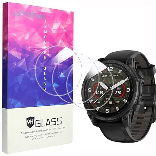 Blueshaweu 3 Pezzi Vetro Temperato Compatibile per Garmin Tactix 8 Smartwatch- Pellicola Protettiva Alta Trasparenza, Anti-Graffio e Facile da Installare per Tactix 8. (Glass, 47mm)