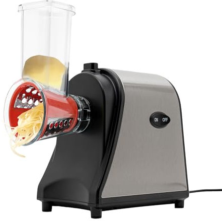 1000W Elektrisch Schneidemaschine Gemüseschneider Edelstahl Gemüsehobel Gemüsereibe Multi Käsereibe für Obst und Gemüse Kartoffelpüree Karotten Gurk