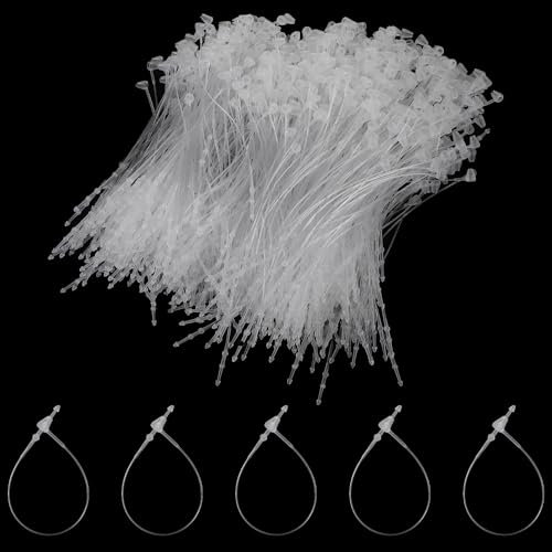 DOPENSPI 1000 Stück Sicherheitsfäden für Etiketten, 10 cm Sicherheitsfaden Transparente Schlaufennadel Sicherheitsfadenetikett Kunststoffetikettenlinie für Kleidung, Schuhe, Brillen(1000 pcs)