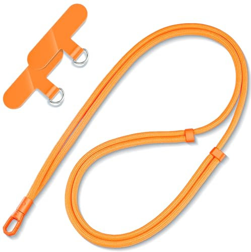 PEREKHVAT® Chaîne de téléphone portable universelle - Cordon réglable pour téléphone portable pour un usage quotidien et l'extérieur - Orange