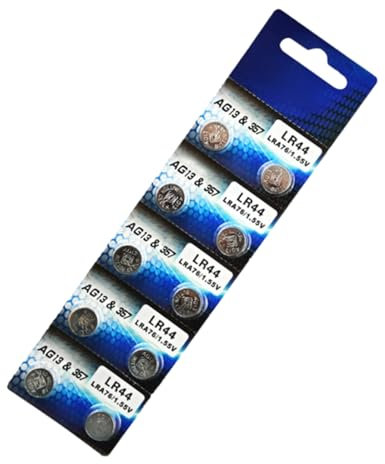 Fazvncv Paquete de 10 pilas alcalinas AG0/LR521 AG1/LR621 AG3/LR41 AG4/LR626 AG13/LR144 AG10 de 1,55 V para electrónica