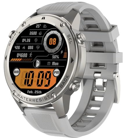 AngLink stahlgearwatch Odinwatch - GPS Smartwatch,Fitness Tracker mit Herzfrequenzmessung, Kalender, Kamera-Steuerung, Schrittzähler, Schlafanalyse, kompatibel mit Android & iOS (Silber)