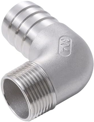 Gewinde OD 1/2in * Barb OD 25mm, Edelstahl Schlauch Barb Fittings, 90° Ellenbogen Verbinder für Luft, Wasser, Öl, Gas & Kraftstoff, kompatibel mit Home Brew Systems