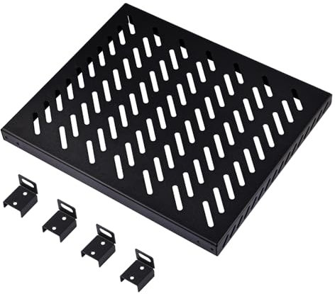 GeeekPi 10-Zoll-0,5U-Hochleistungs-Rack-Fachboden für DeskPi RackMate T2-Netzwerkschrank, perforiertes Design, 25 kg Tragkraft, schwarz