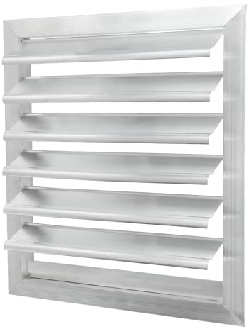 PATIKIL 14x14 Inch Aluminum Vent Cover, Louver Shutter Exhaust Fan Louvered Vent Automatic Gravity Square Grill Self-Closing Vent Cover for Greenhouse Industrial Exhaust HVAC System