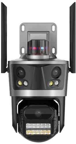 Cámara De Seguridad Inalámbrica WiFi Ultra HD De 8 MP Con 3 Lentes Y 3 Vistas. Compatible Con Visión Nocturna Inteligente, Seguimiento De Personas, Audio Bidireccional, Almacenamiento En La Nube Y Tar
