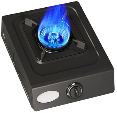 Fornello A Gas For Interni,Da Tavolo Con Protezione Da Termocoppia, Pannello In Acciaio Inossidabile Da 5,2 KW,Singolo A Risparmio Energetico(LPG)