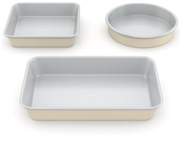 Zoha Backform Set Keramikbeschichtun - 3-teilig Backformen Set Aluminium, Kuchenformen Set rechteckig quadratisch rund - Antihaft Kuchenform Set bis 290°C, Cake Form spülmaschinenfest & PFAS-frei