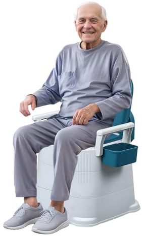 Bedside Commodes, Toilet Chair Seat with Detachable Armrest, Portable Toilet for Adults, Mobile Toilets for Elderly, Adult Potty Chair for Disabled and Pregnant Women (1 Set)