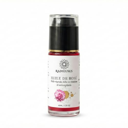 Radieuses Huile de Rose, Soin Capillaire et Cutané, Parfum Rose de Damas, 100% Pure et Naturelle, Pour Cheveux et Peau, Nutrition Intense et Régénérante
