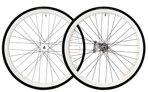 Santafixie Laufradsatz 700C 30 mm mit Rücktrittbremse – Aluminium, Citybike & Singlespeed, inkl. 700x25C Reifen & Schläuche (Weiß)