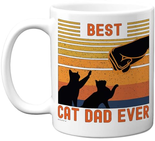 Stuff4 Taza con diseño de silueta de gato en naranja y negro, regalo divertido para los amantes, taza de cerámica brillante de 325 ml
