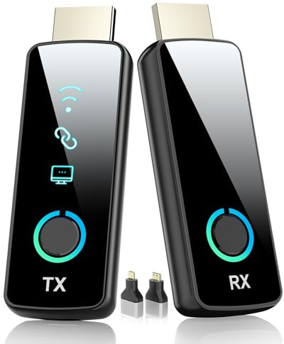 Wireless HDMI Transmitter Receiver 4K Decodierung 1080P Out mit LED-Display | HDMI Funkübertragung verzögerungsfrei für Meeting-Raum, Beamer, Streaming, Heimkino