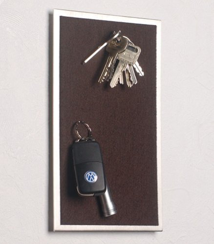 FLUX Objects Magnet - Schlüsselanhänger aus Edelstahl, mit Filz in dunkel-braun; 25 x 15 cm