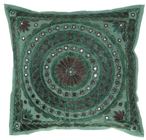 GURU SHOP Kissenhülle, Orient Kissenbezug, Bestickter Dekokissen Bezug - Muster 21, Baumwolle, 40x40x0 cm