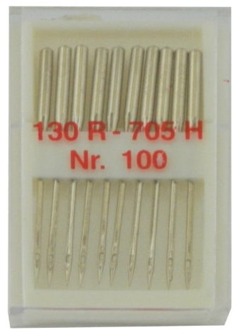 Universal Nähmaschinennadeln - 10 Maschinennadeln - Gr. 100 (Nadelstärke: 1,0) - mit Flachkolben, für alle gängigen Haushaltsnähmaschinen (10012)
