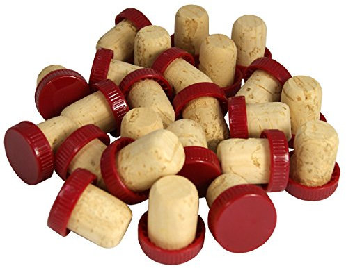 VinClasse Push Fit Wine Bottle Stoppers/Corks - Red - Pack of 24