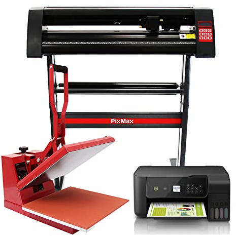 PixMax 1 T-Shirtpresse Hitzepresse Heisspresse Transferpresse, Sublimations Drucker & Schneideplotter Plotter Folienplotter Vinyl 3X Roland Messer und Zubehör im Set Sublimationsdruck Transferdruck