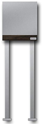 Briefkasten Edelstahl B1 Teak freistehend (Korpus Edelstahl, Anschlag rechts)