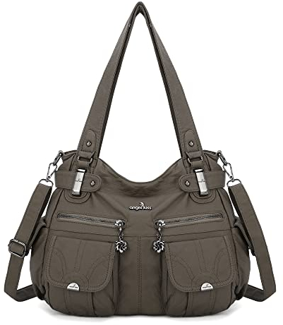 Angel Kiss Handtaschen und Handtaschen für Damen, mit Schulterriemen, mit Griff, Hobo-Taschen, modisch gewaschenes Leder, clay,