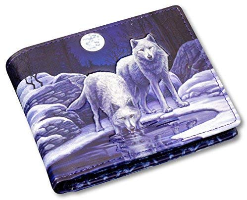 Herren Geldbörse mit Wolfsmotiv - Warriors of Winter - geprägt | Fantasy-Geldbeutel, Mehrfarbig