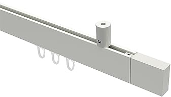 INTERDECO Innenlauf-Gardinenstange eckig 14 x 35 mm, kantige Innenlaufstange aus Metall, Weiß, zur Deckenmontage, Typ 10212934, 160 cm