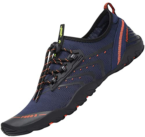 SAGUARO Badeschuhe Herren Wasserschuhe Damen Barfuss Schuhe Sport Schwimmschuhe Barfußschuhe Gegen Seeigel Aquaschuhe Rutschfest Strandschuhe Leicht Neoprenschuhe Barfussschuhe Neu 1-Dunkelblau, Gr.39