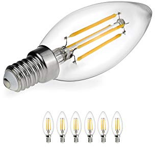 Mirrorstone+ Pack of 6 E14 4W Omni-LED Clear Candle Bulb OMNIPlus, 30,000 Hour Lifespan, 360 Degree Beam Angle Cool White 6000K